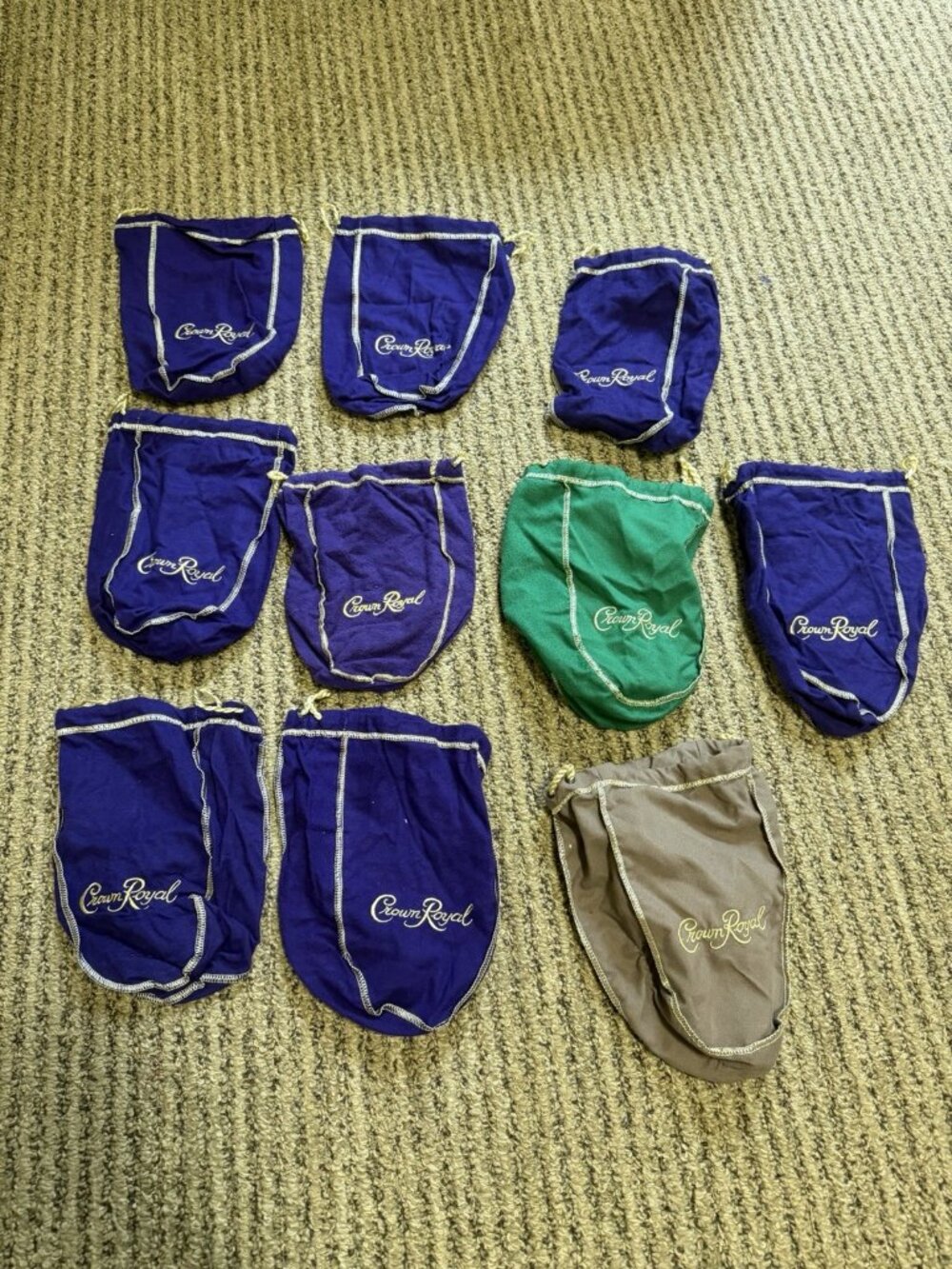 Lot of 10 Crown Royal Drawstring Bags Medium size